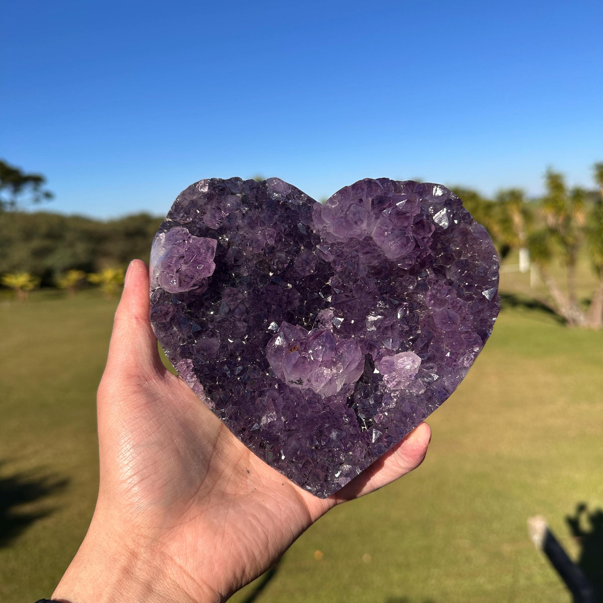 Brazilian Amethyst Heart, Purple Druzy Crystal with Flower Shape Clusters, One of a Kind Crystal Display Gift - view 9