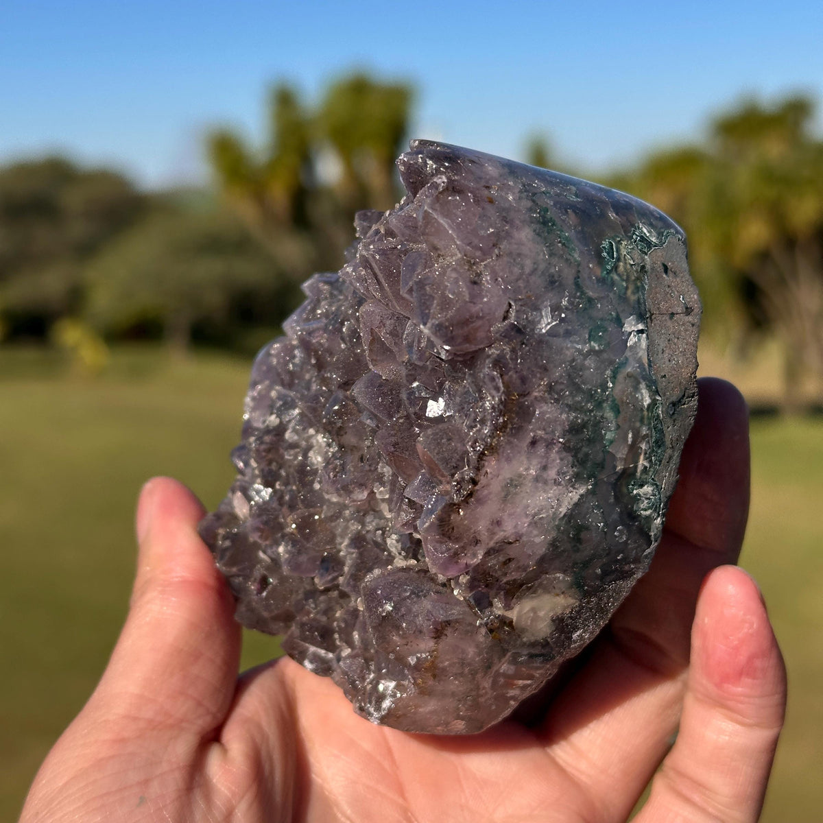 Brazilian Sugar Amethyst Rutilated Quartz Heart, Purple Druzy Crystal, One of a Kind Collector Specimen - view 3