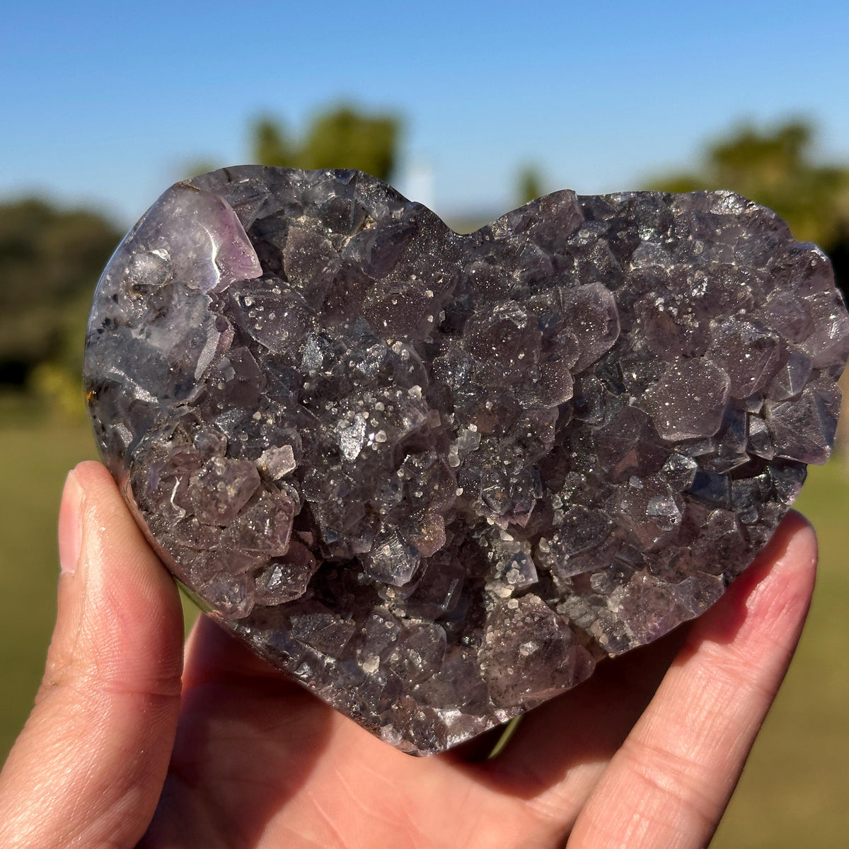 Brazilian Sugar Amethyst Rutilated Quartz Heart, Purple Druzy Crystal, One of a Kind Collector Specimen - view 6