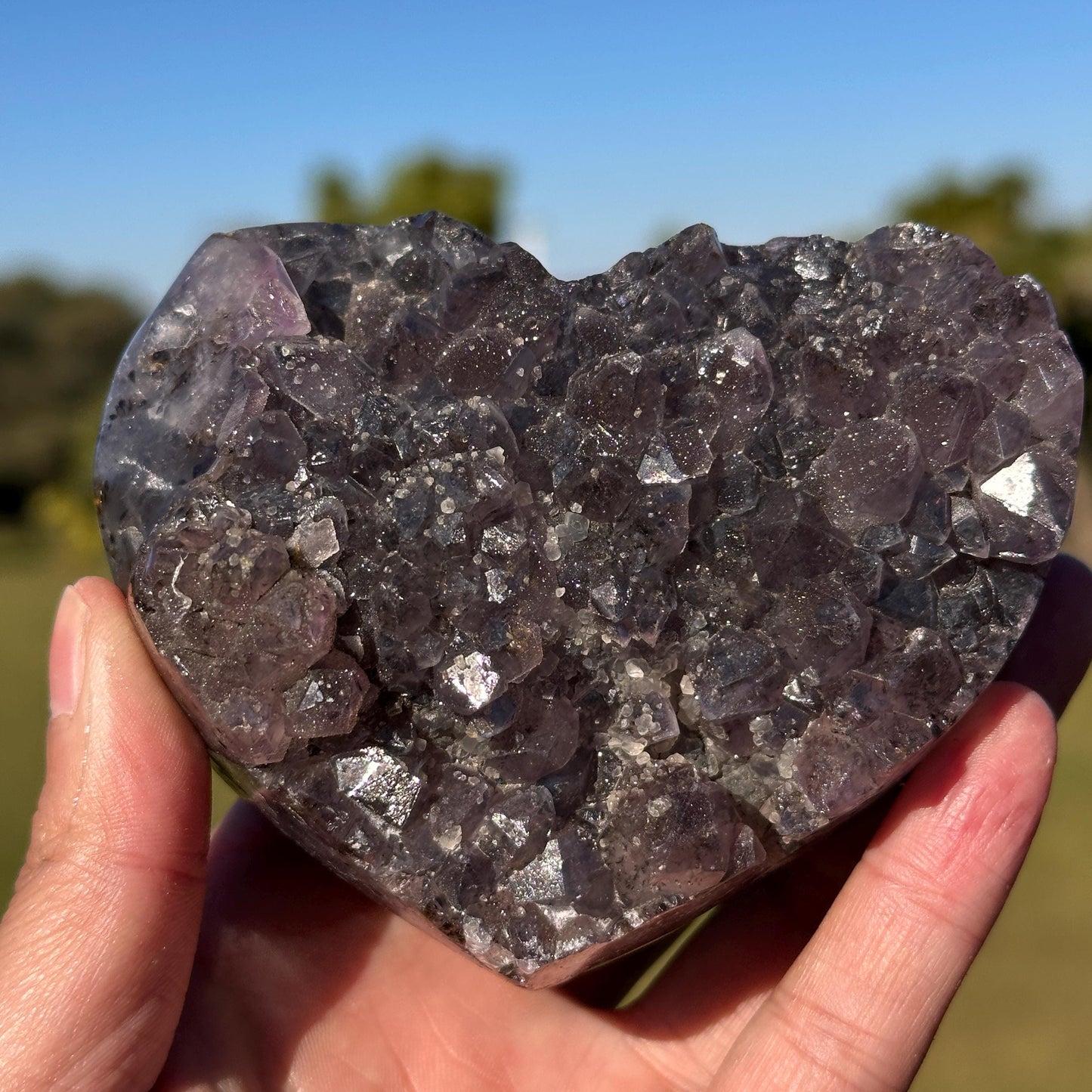 Brazilian Sugar Amethyst Rutilated Quartz Heart, Purple Druzy Crystal, One of a Kind Collector Specimen