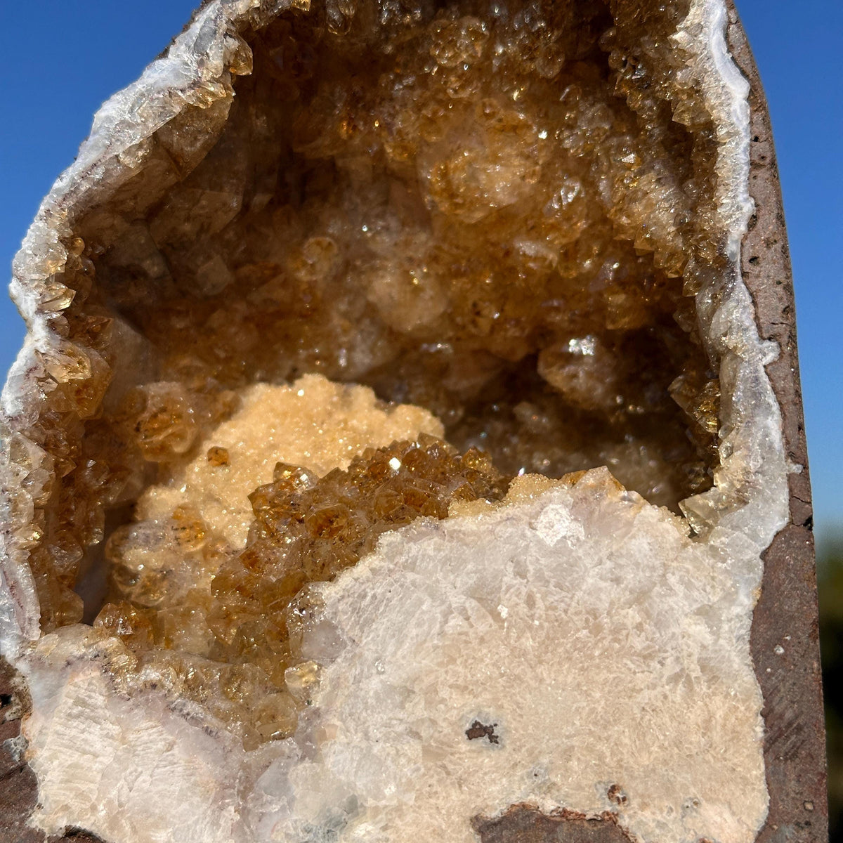Brazilian Citrine Geode Cave, Golden Yellow Quartz Druzy Crystal, One of a Kind Natural Display Specimen - view 8