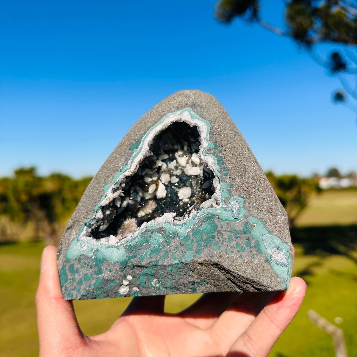 Brazilian Lodolite Quartz Geode Cave, Scenic Garden Quartz Crystal, Natural Druzy Display Pick Exact A-B - view 3
