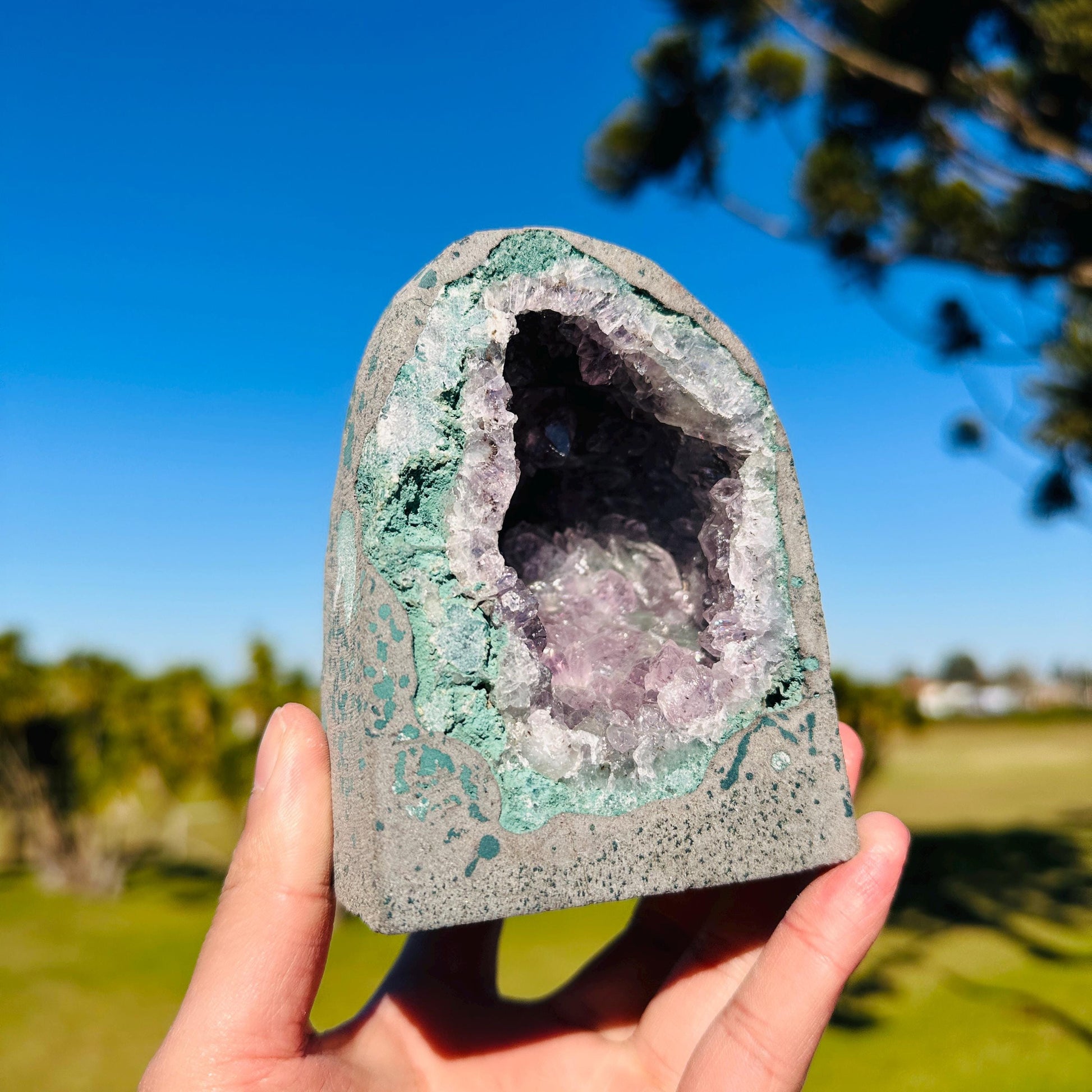 Brazilian Lodolite Quartz Geode Cave, Scenic Garden Quartz Crystal, Natural Druzy Display Pick Exact A-B - view 9