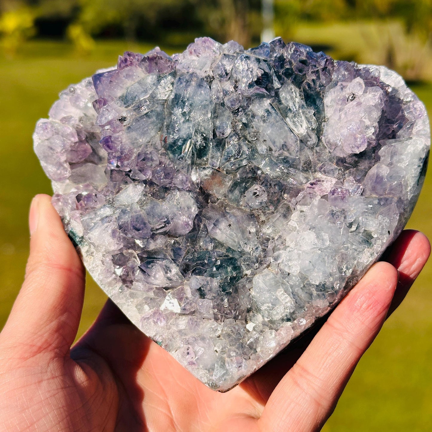 High Quality Brazilian Lodolite Quartz Heart, Scenic Garden Quartz Crystal, Pick Exact One of a Kind Heart