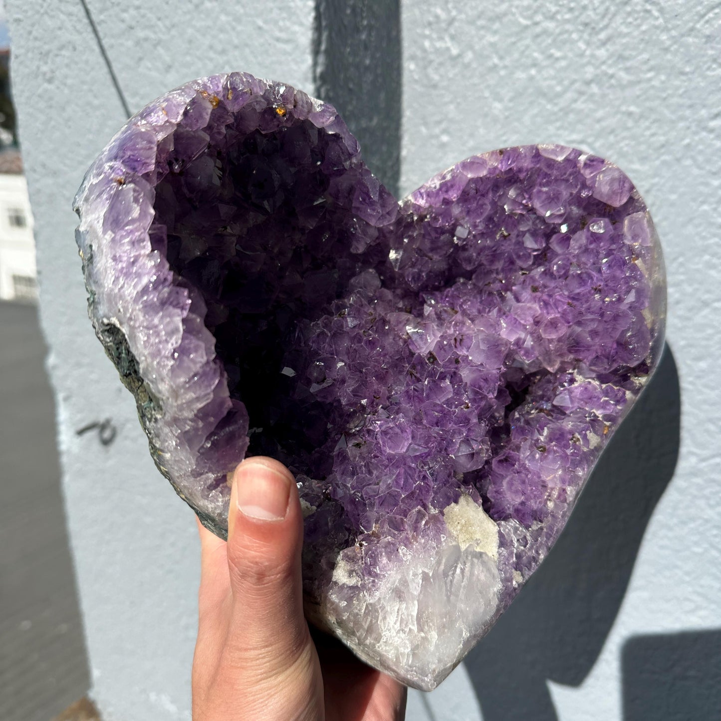 Large Brazilian Natural Amethyst Heart, Amethyst with Titanium Quartz, One of a Kind Crystal Decor, Exact Specimen