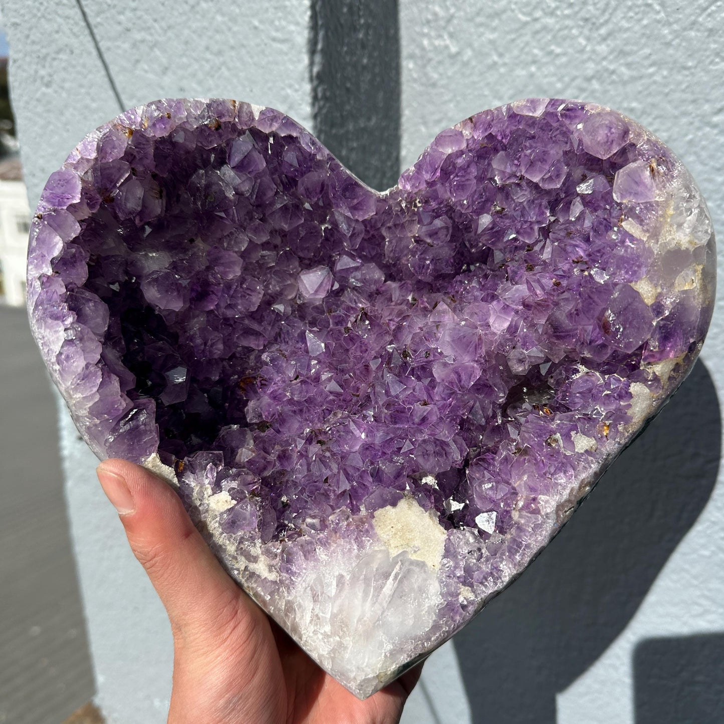 Large Brazilian Natural Amethyst Heart, Amethyst with Titanium Quartz, One of a Kind Crystal Decor, Exact Specimen