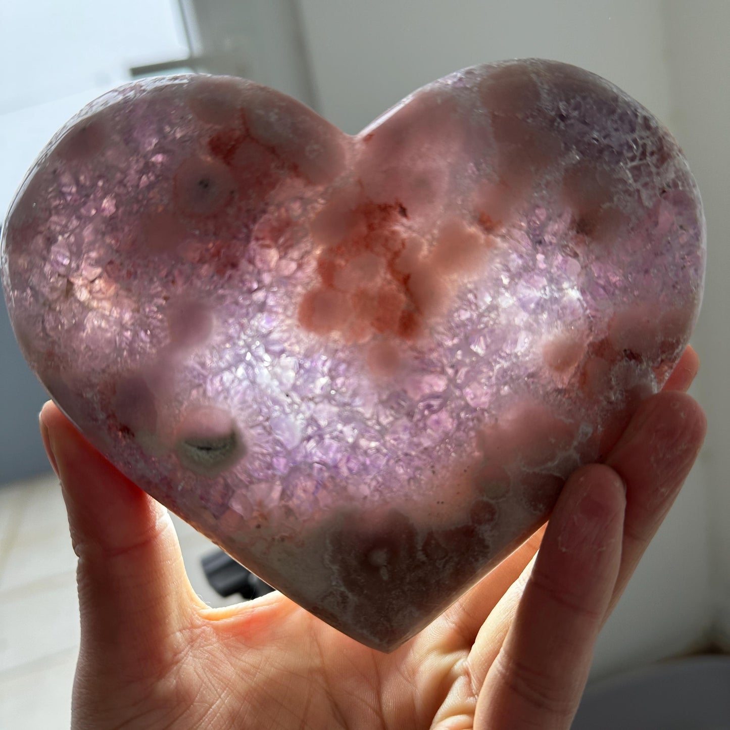 High Quality Brazilian Pink Amethyst Heart, Pink Purple Amethyst Crystal, One of a Kind Heart Specimen