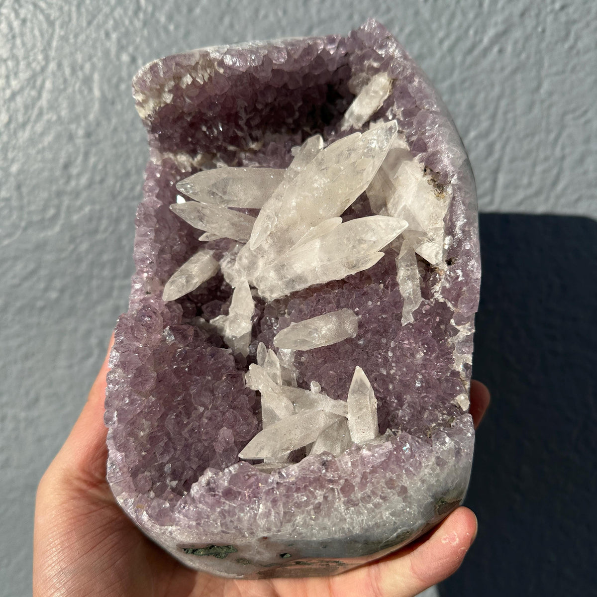 Special Brazilian Amethyst with Calcite, Natural Purple Druzy Crystal Specimen, Pick Exact A-D Collector Stone - view 6