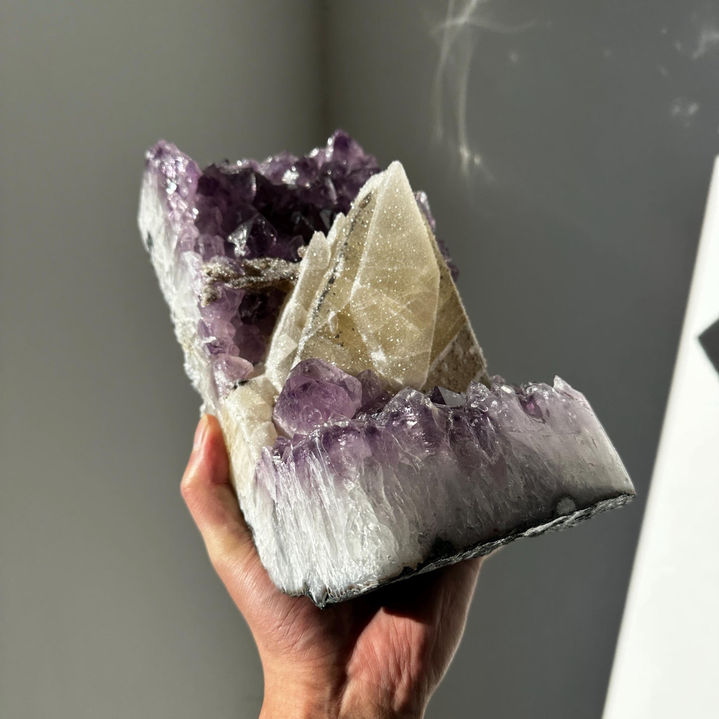 Special Brazilian Amethyst with Calcite, Natural Purple Druzy Crystal Specimen, Pick Exact A-D Collector Stone - view 5