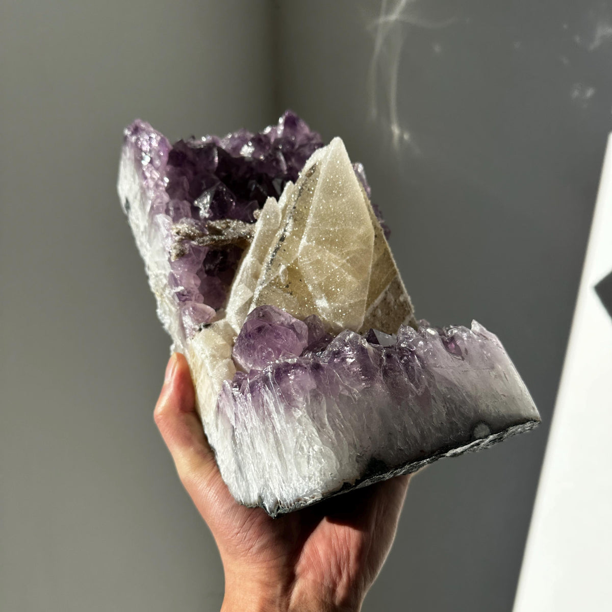 Special Brazilian Amethyst with Calcite, Natural Purple Druzy Crystal Specimen, Pick Exact A-D Collector Stone - view 5