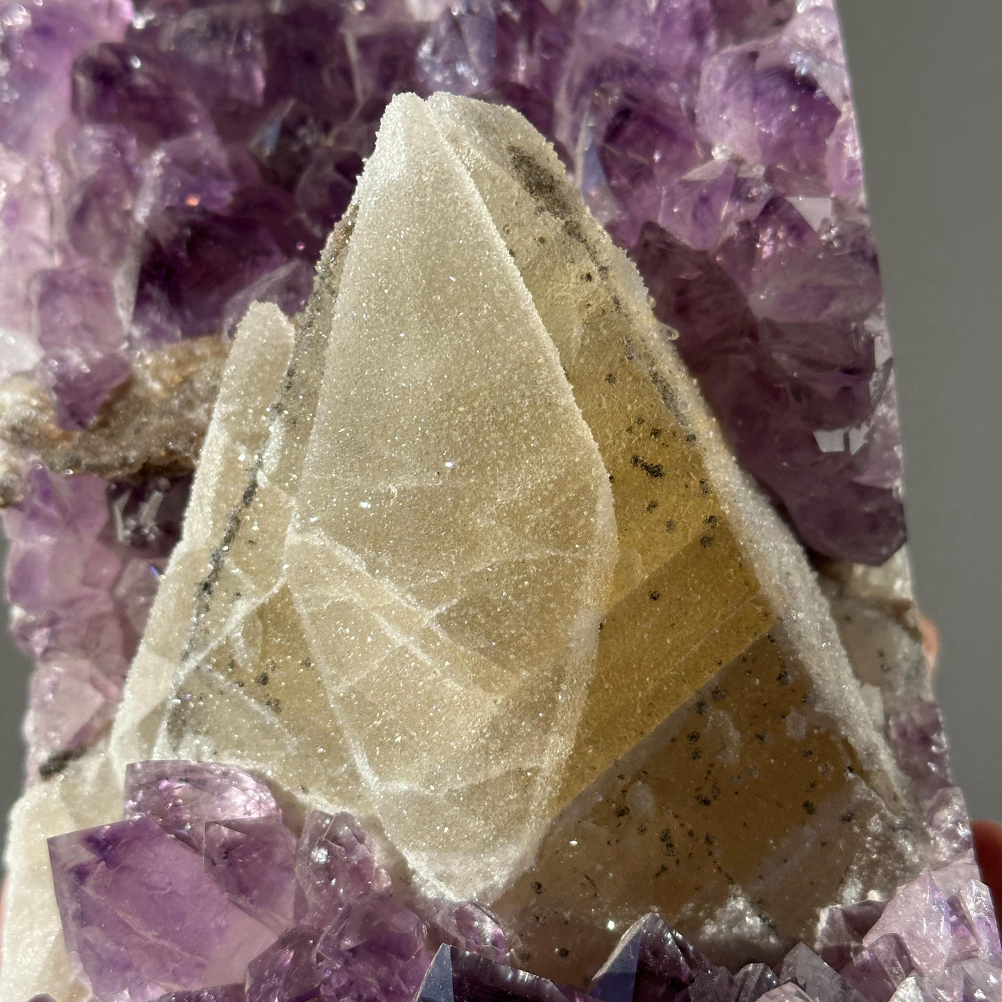 Special Brazilian Amethyst with Calcite, Natural Purple Druzy Crystal Specimen, Pick Exact A-D Collector Stone