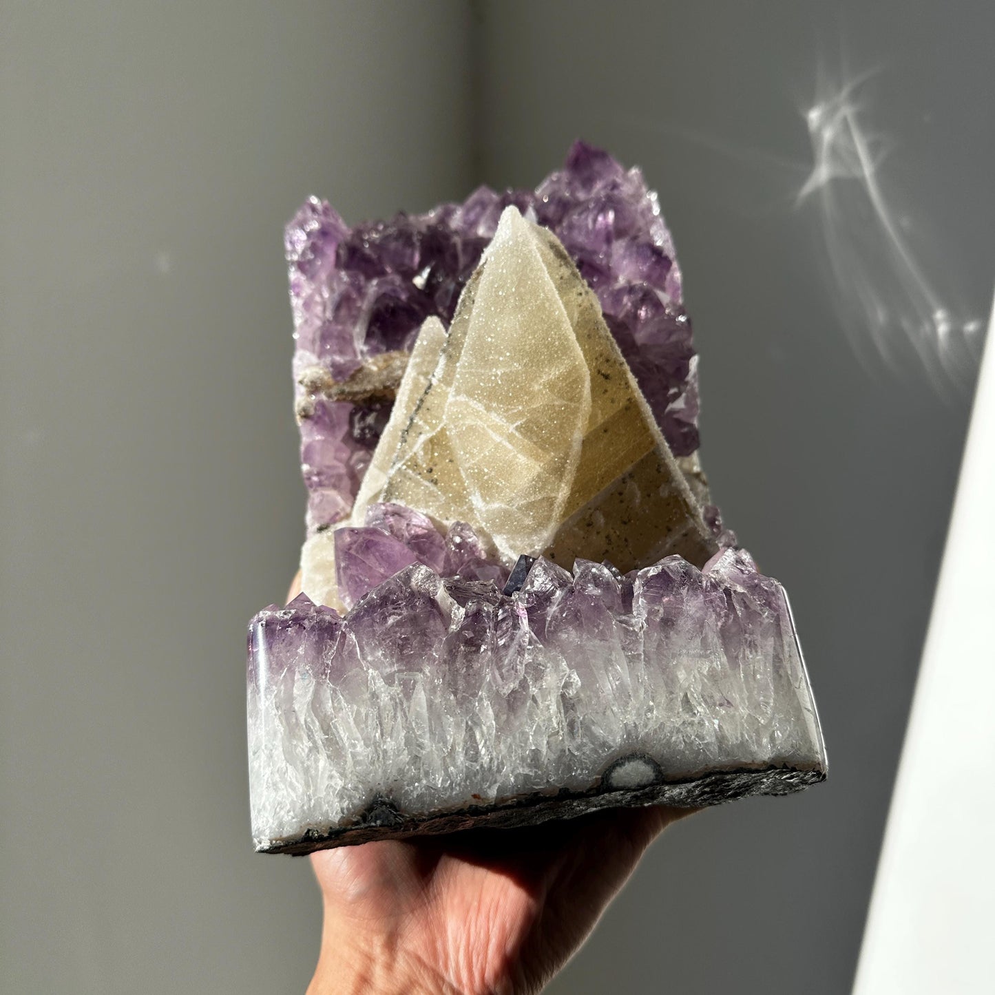 Special Brazilian Amethyst with Calcite, Natural Purple Druzy Crystal Specimen, Pick Exact A-D Collector Stone