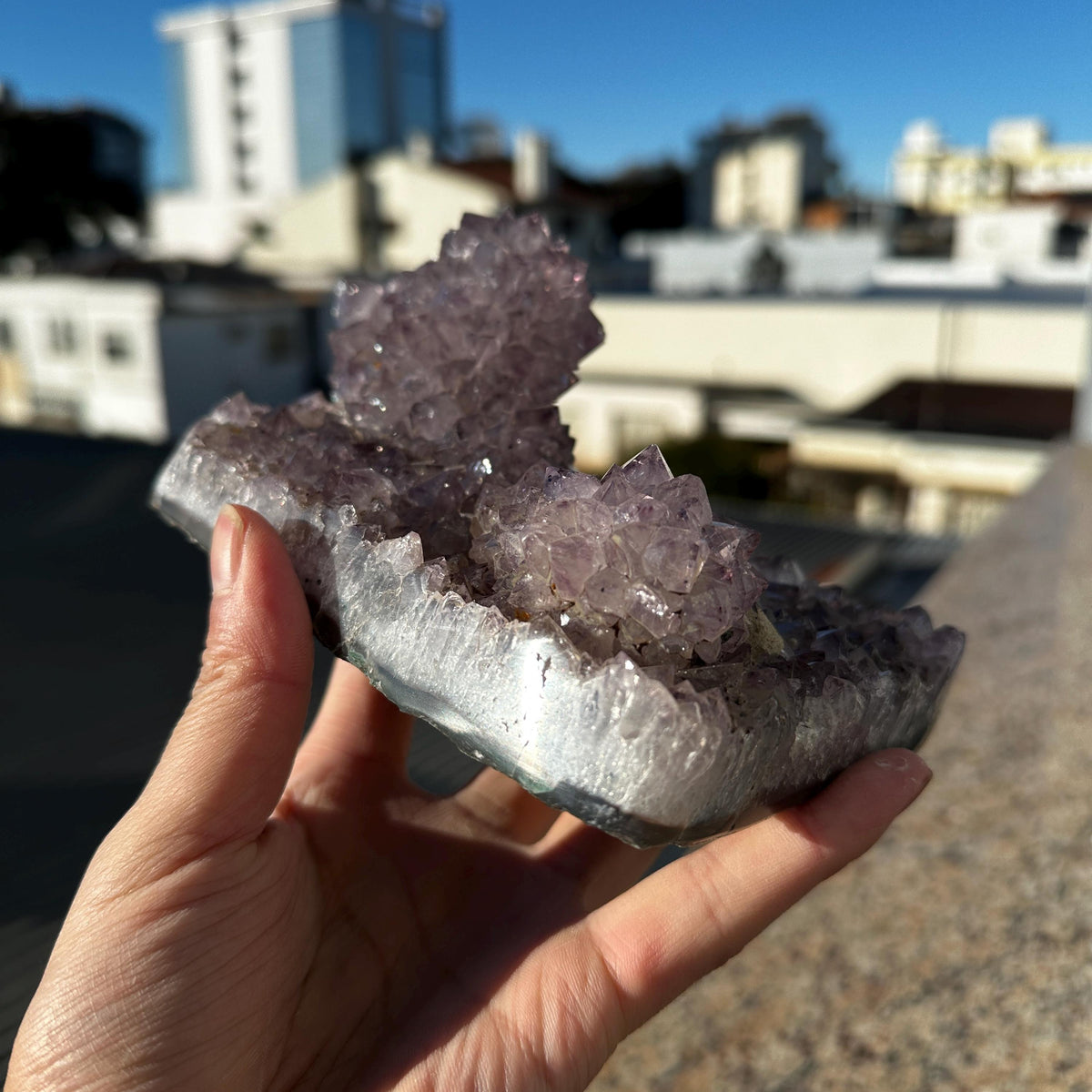 Brazilian Amethyst Flower Shape Druzy Specimen, Natural Purple Crystal Raw Stone, Calcite Amethyst Pick Exact A-C - view 7