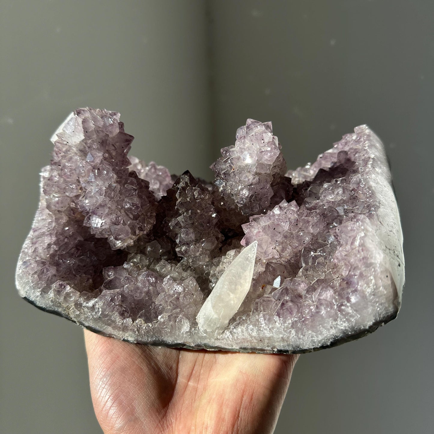 Brazilian Amethyst Flower Shape Druzy Specimen, Natural Purple Crystal Raw Stone, Calcite Amethyst Pick Exact A-C