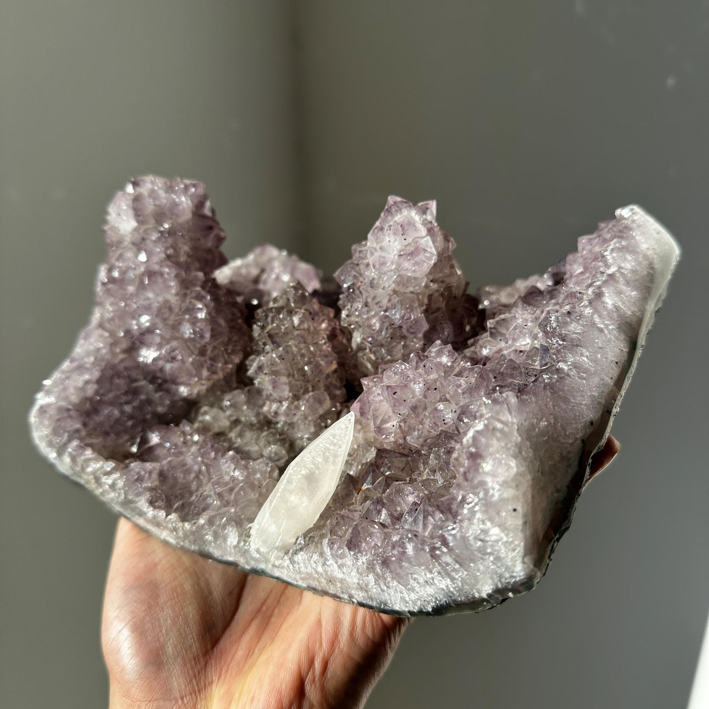 Brazilian Amethyst Flower Shape Druzy Specimen, Natural Purple Crystal Raw Stone, Calcite Amethyst Pick Exact A-C