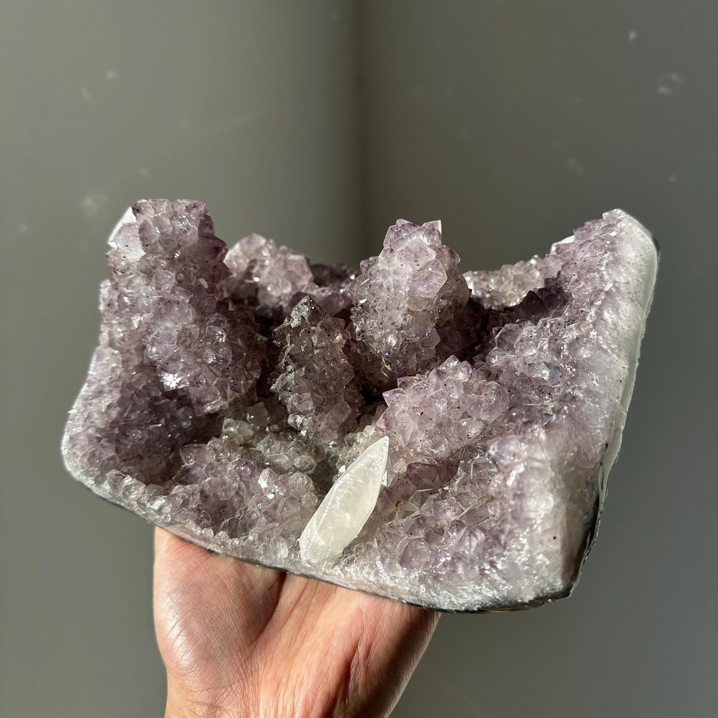 Brazilian Amethyst Flower Shape Druzy Specimen, Natural Purple Crystal Raw Stone, Calcite Amethyst Pick Exact A-C