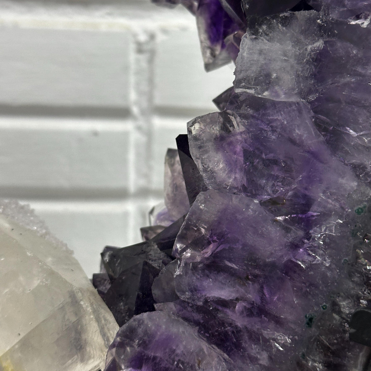 Brazilian Amethyst Ring Slice with Calcite on Stand, Purple Crystal Display Specimen, FedEx Direct from Brazil - view 5