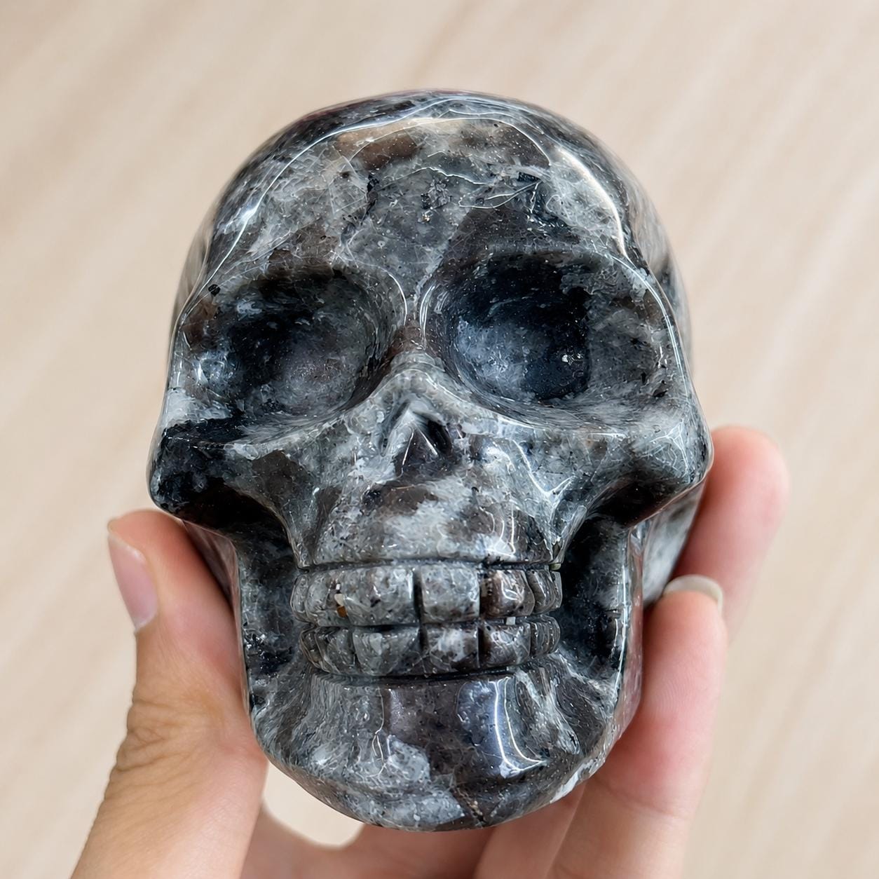Fire Stone Skull Carving, Natural Flame Crystal Skull, Gothic Crystal Decor, Halloween Altar Gift - view 8