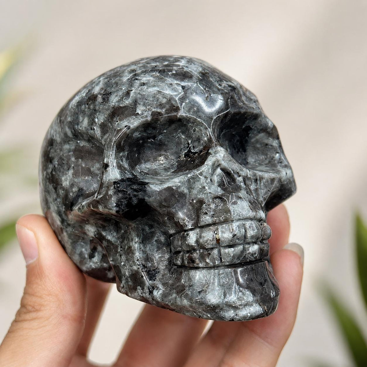 Fire Stone Skull Carving, Natural Flame Crystal Skull, Gothic Crystal Decor, Halloween Altar Gift - view 3