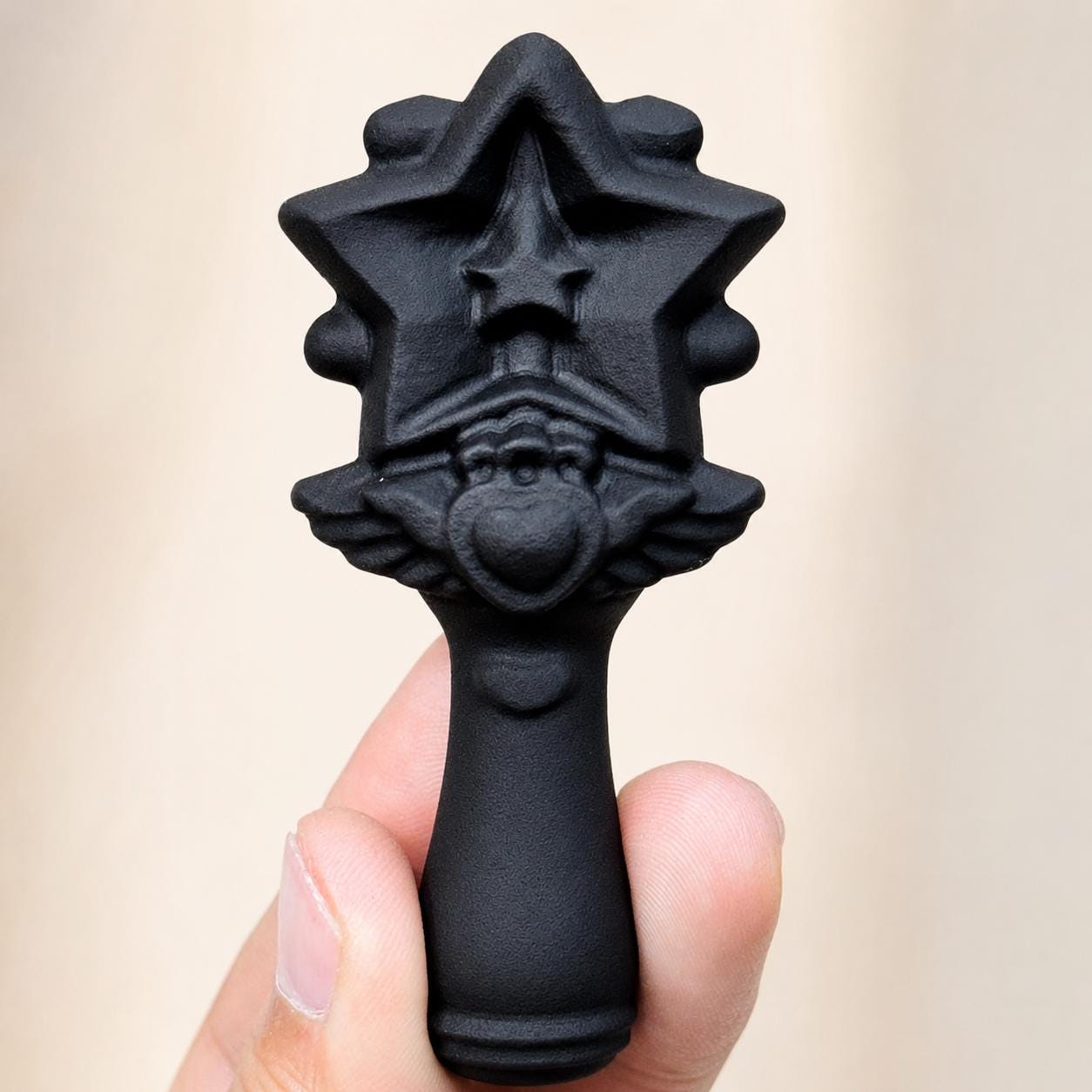 Black Obsidian Magic Wand, Moon Star Crystal Wand, Witchy Altar Tool, Gothic Crystal Decor Gift