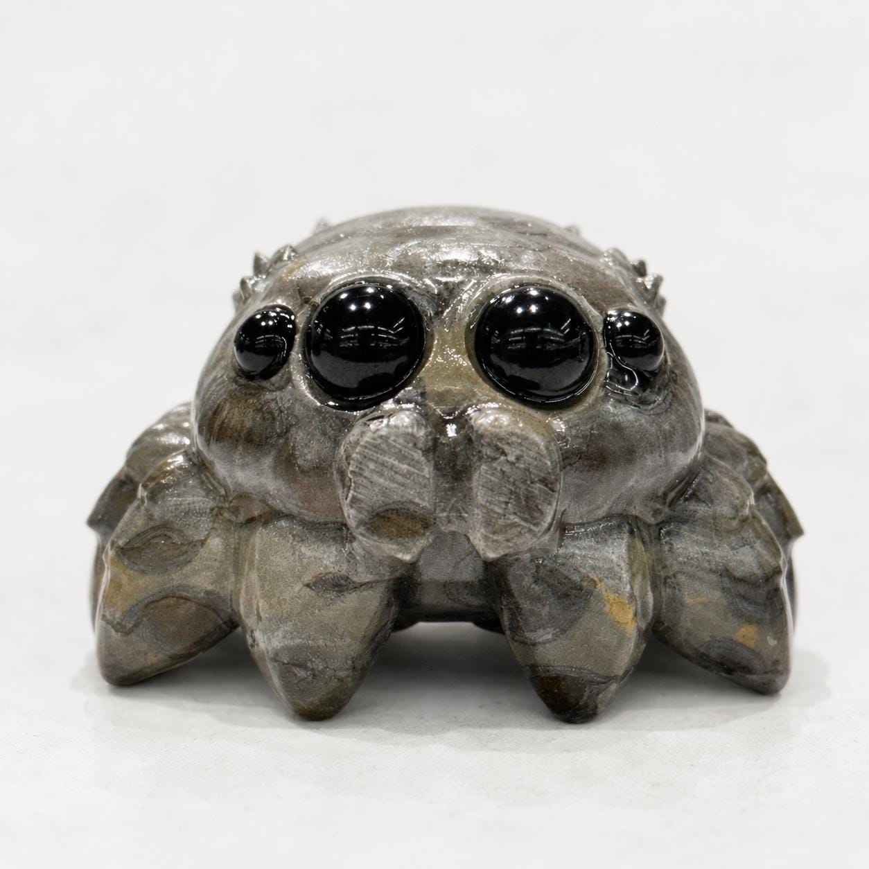 Cute Crystal Spider Carving, Fossil Stone Xiuyan Jade Yellow Jade Spider Figurine, Witchy Halloween Crystal Gift