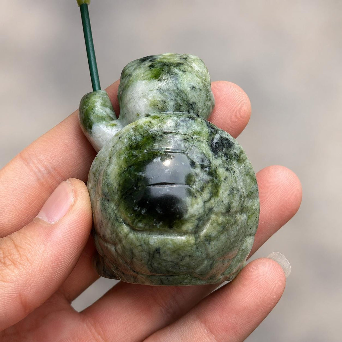 Cute Xiuyan Jade Turtle with Leaf Carving, Serpentine Jade Turtle Figurine, Small Crystal Animal Gift - view 6