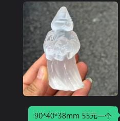 Transparent Gypsum Grim Reaper Carving, Selenite Style Death Figure Statue, Gothic Halloween Crystal Decor Gift - view 3
