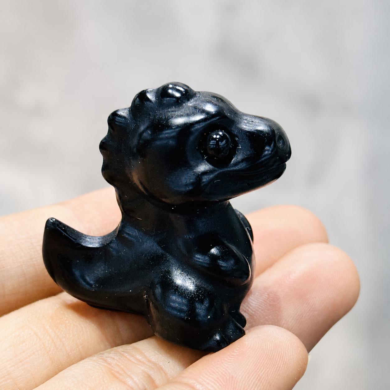 Cute Crystal Dinosaur Carving, Pink Opal Obsidian Clear Quartz Labradorite Chalcopyrite Mini Dino Figurine Gift