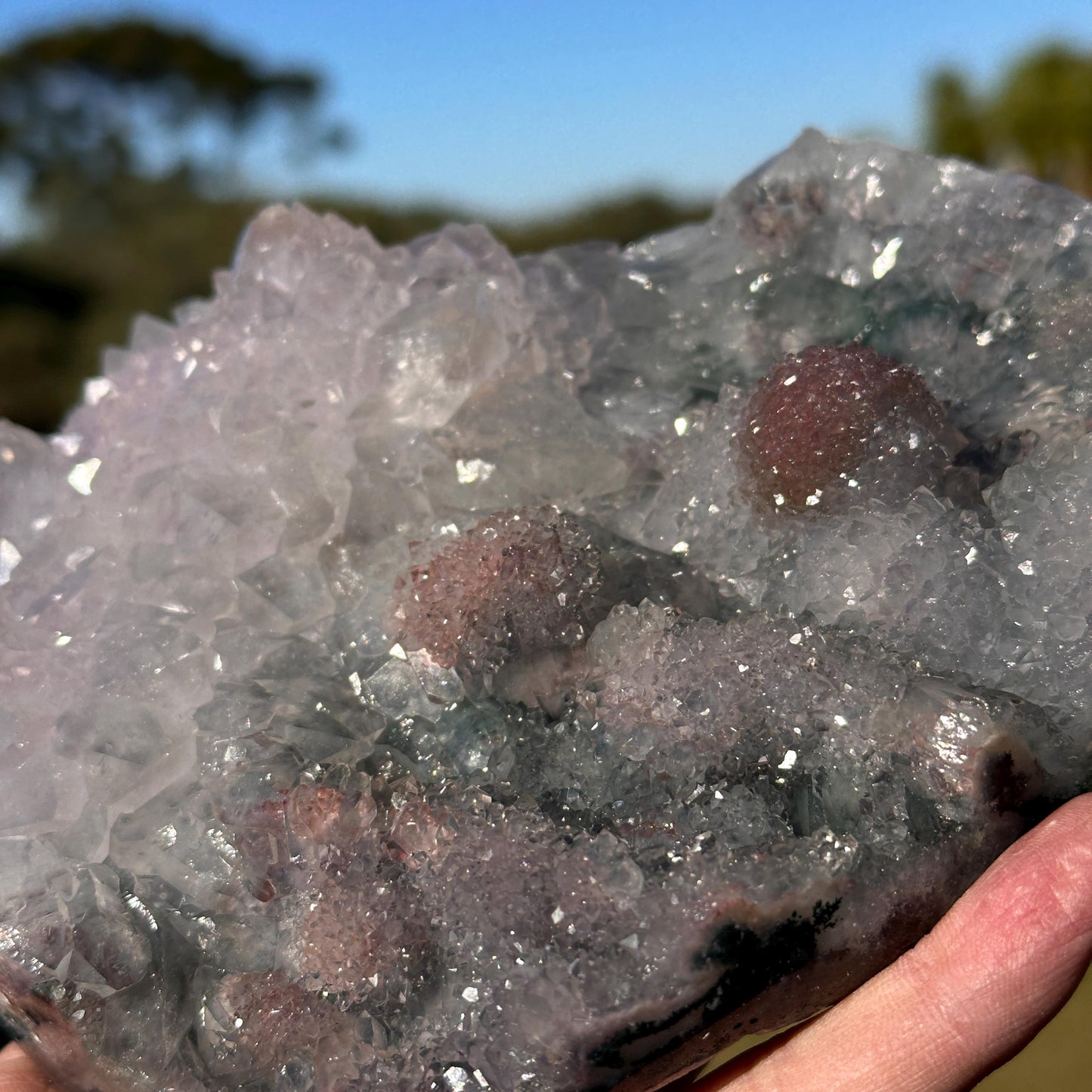 Brazilian Lodolite Quartz Heart, Scenic Garden Quartz Crystal, Natural Druzy Display, One of a Kind Specimen