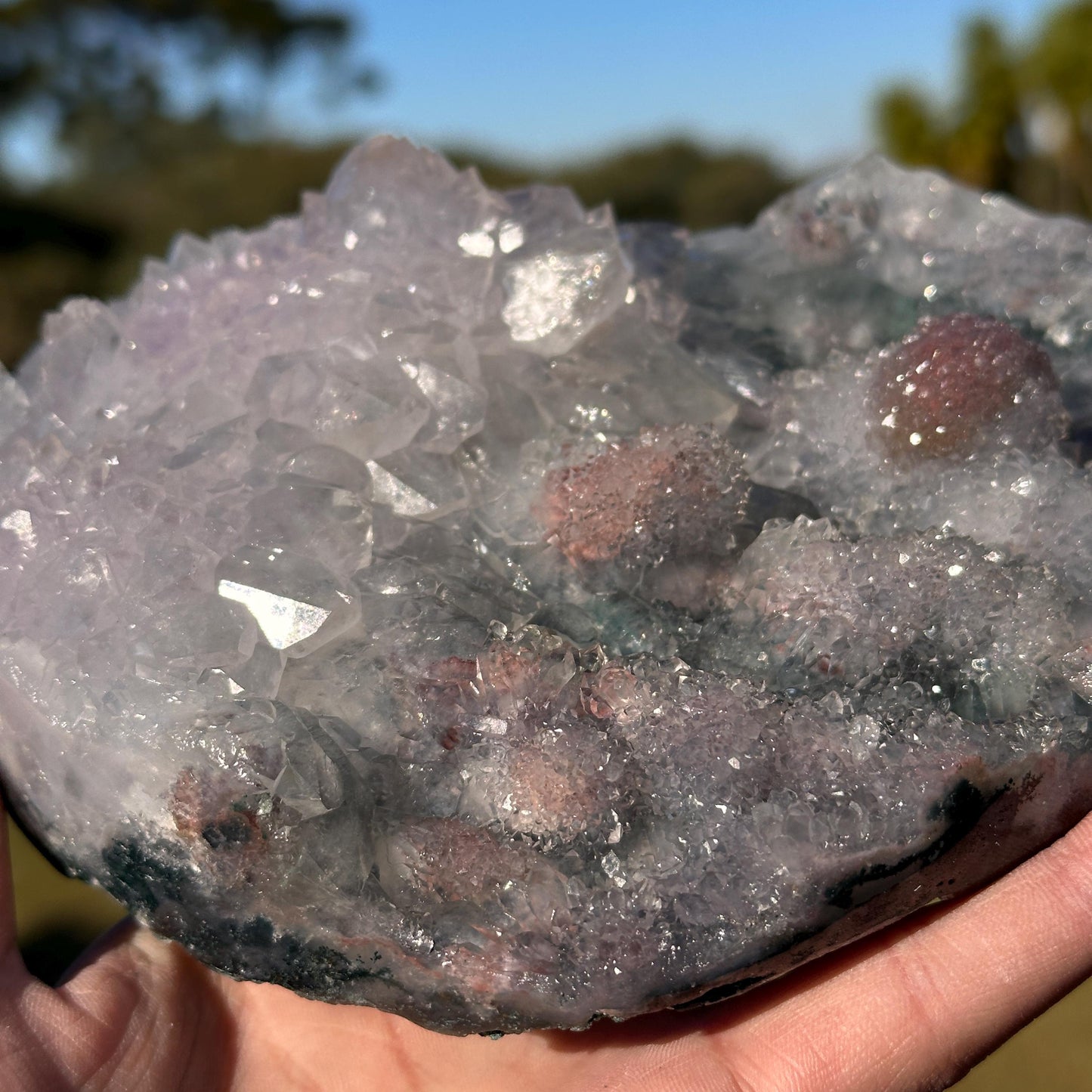 Brazilian Lodolite Quartz Heart, Scenic Garden Quartz Crystal, Natural Druzy Display, One of a Kind Specimen