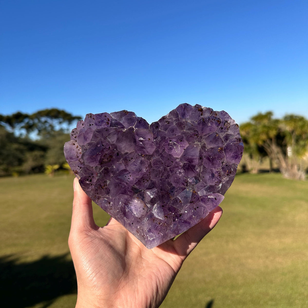 Brazilian Amethyst Rutilated Quartz Heart, Purple Crystal with Rutile Inclusions, One of a Kind Display Specimen - view 5