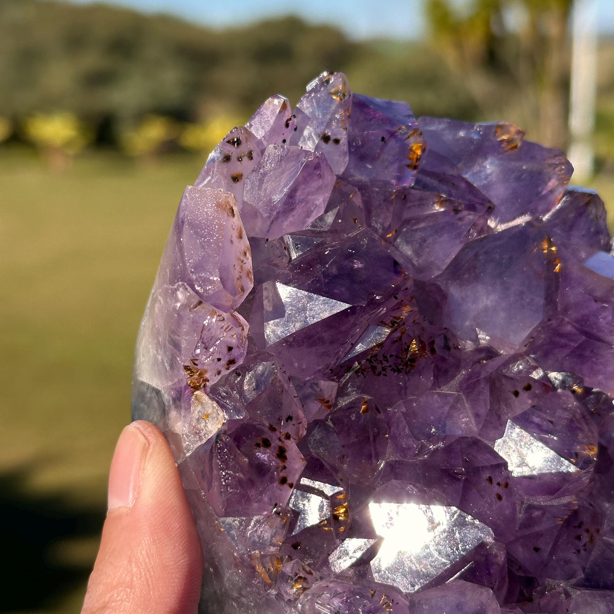 Brazilian Amethyst Rutilated Quartz Heart, Purple Crystal with Rutile Inclusions, One of a Kind Display Specimen - view 9