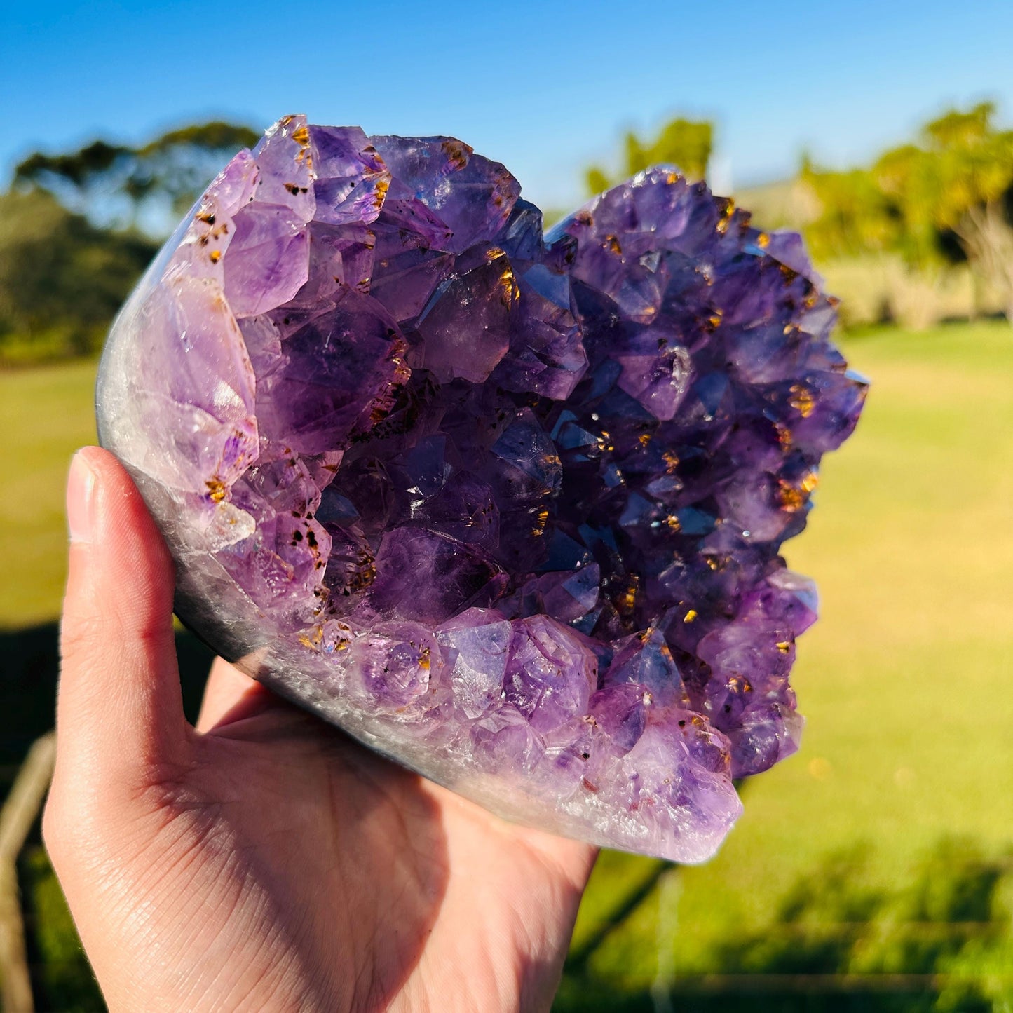 Brazilian Amethyst Rutilated Quartz Heart, Purple Crystal with Rutile Inclusions, One of a Kind Display Specimen - view 7