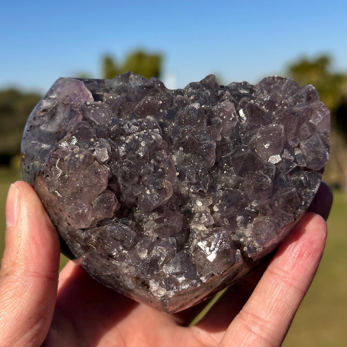 Brazilian Sugar Amethyst Rutilated Quartz Heart, Purple Druzy Crystal, One of a Kind Collector Specimen