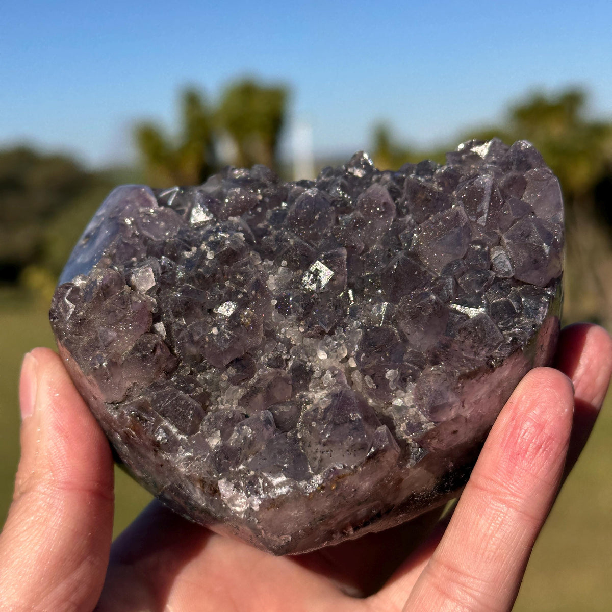 Brazilian Sugar Amethyst Rutilated Quartz Heart, Purple Druzy Crystal, One of a Kind Collector Specimen - view 9