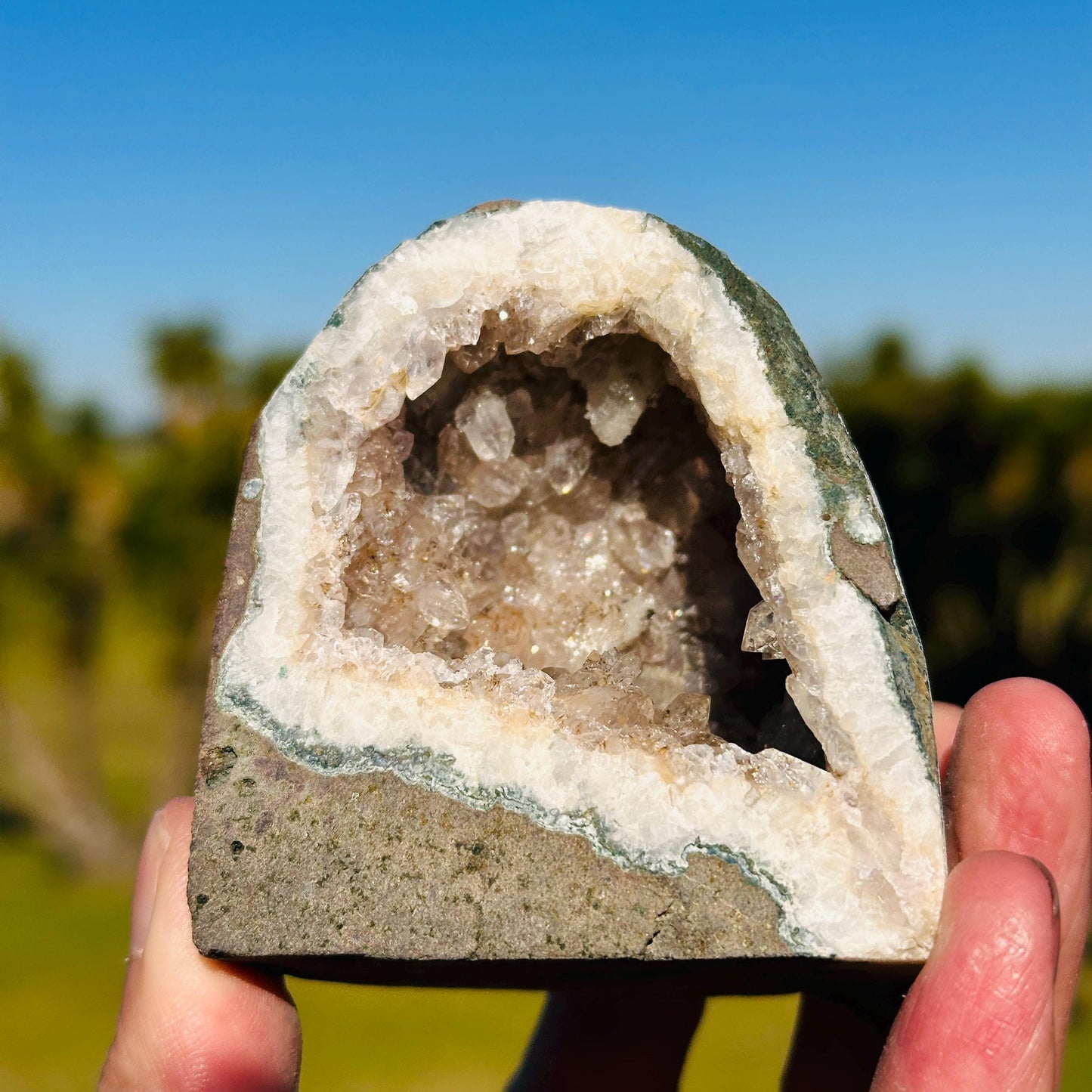 Brazilian Citrine Geode Cave, Small Yellow Quartz Druzy Crystal, Natural Sparkly Display Stone Pick Exact A-B