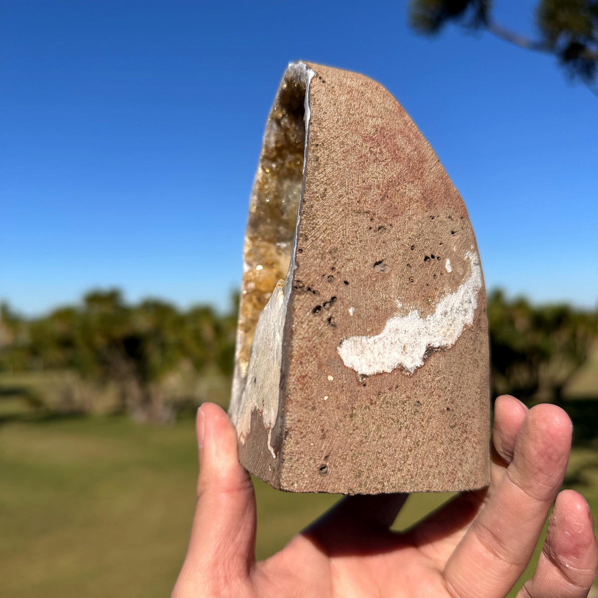 Brazilian Citrine Geode Cave, Golden Yellow Quartz Druzy Crystal, One of a Kind Natural Display Specimen - view 6