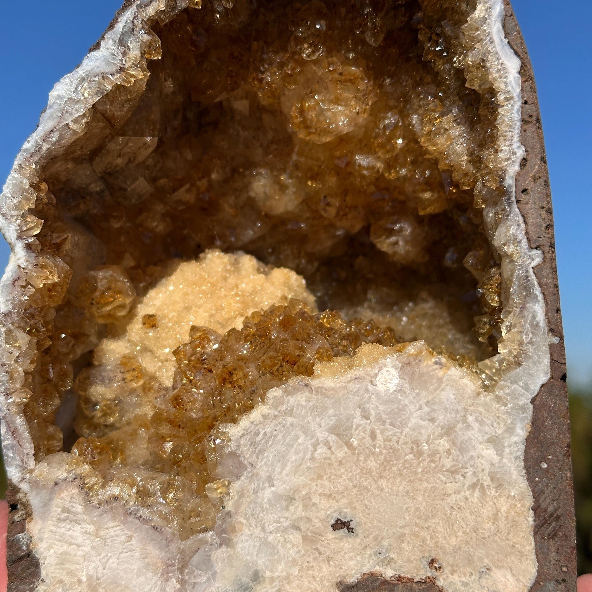 Brazilian Citrine Geode Cave, Golden Yellow Quartz Druzy Crystal, One of a Kind Natural Display Specimen - view 5