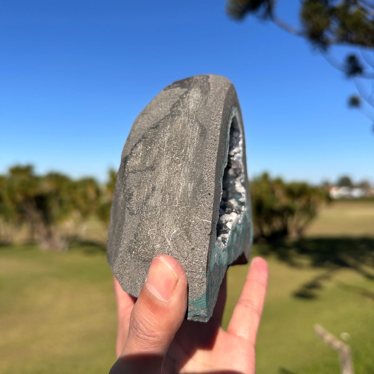 Brazilian Lodolite Quartz Geode Cave, Scenic Garden Quartz Crystal, Natural Druzy Display Pick Exact A-B - view 7