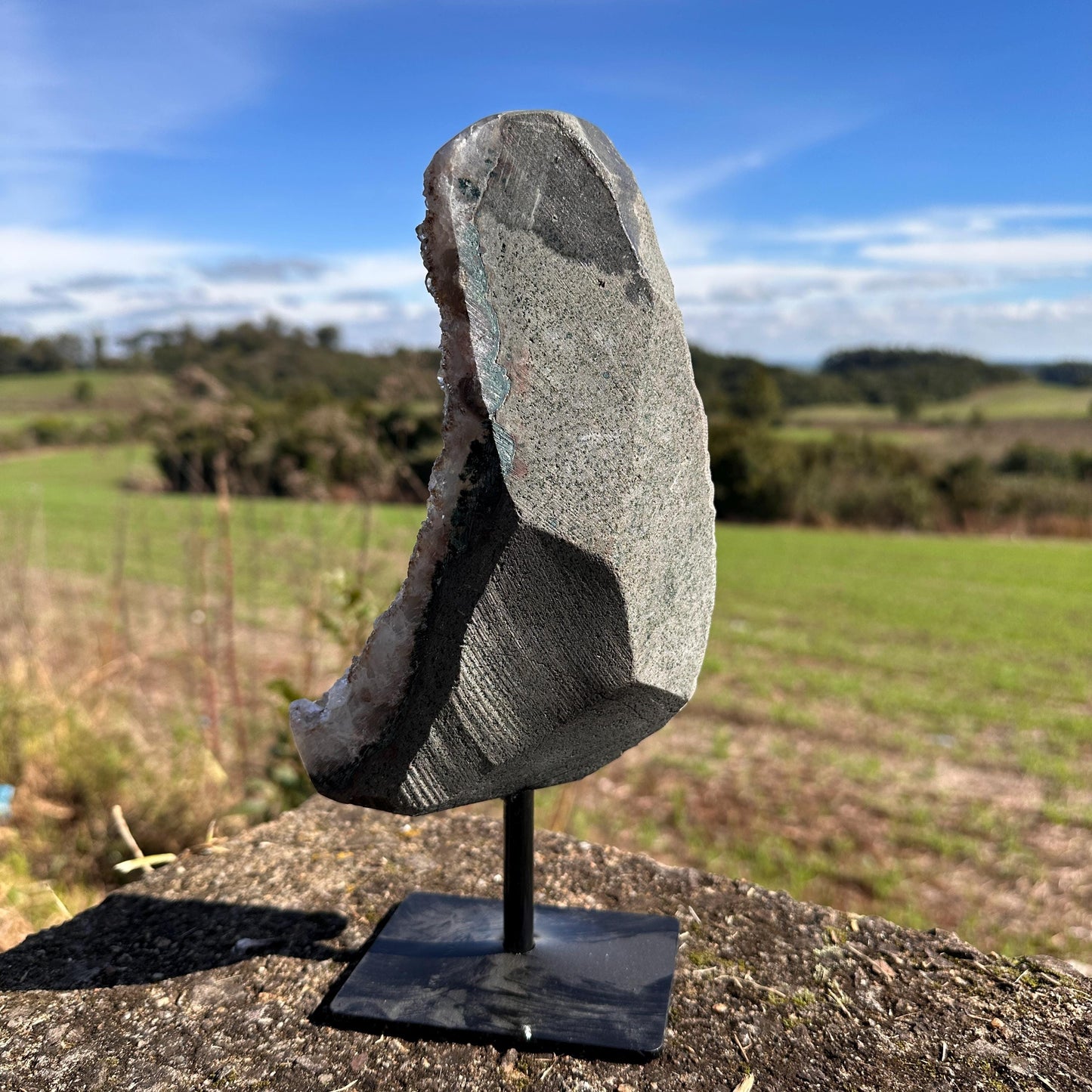 Brazilian Lodolite Quartz with Rutile, Scenic Garden Quartz Crystal on Stand, One of a Kind Display Specimen - view 9