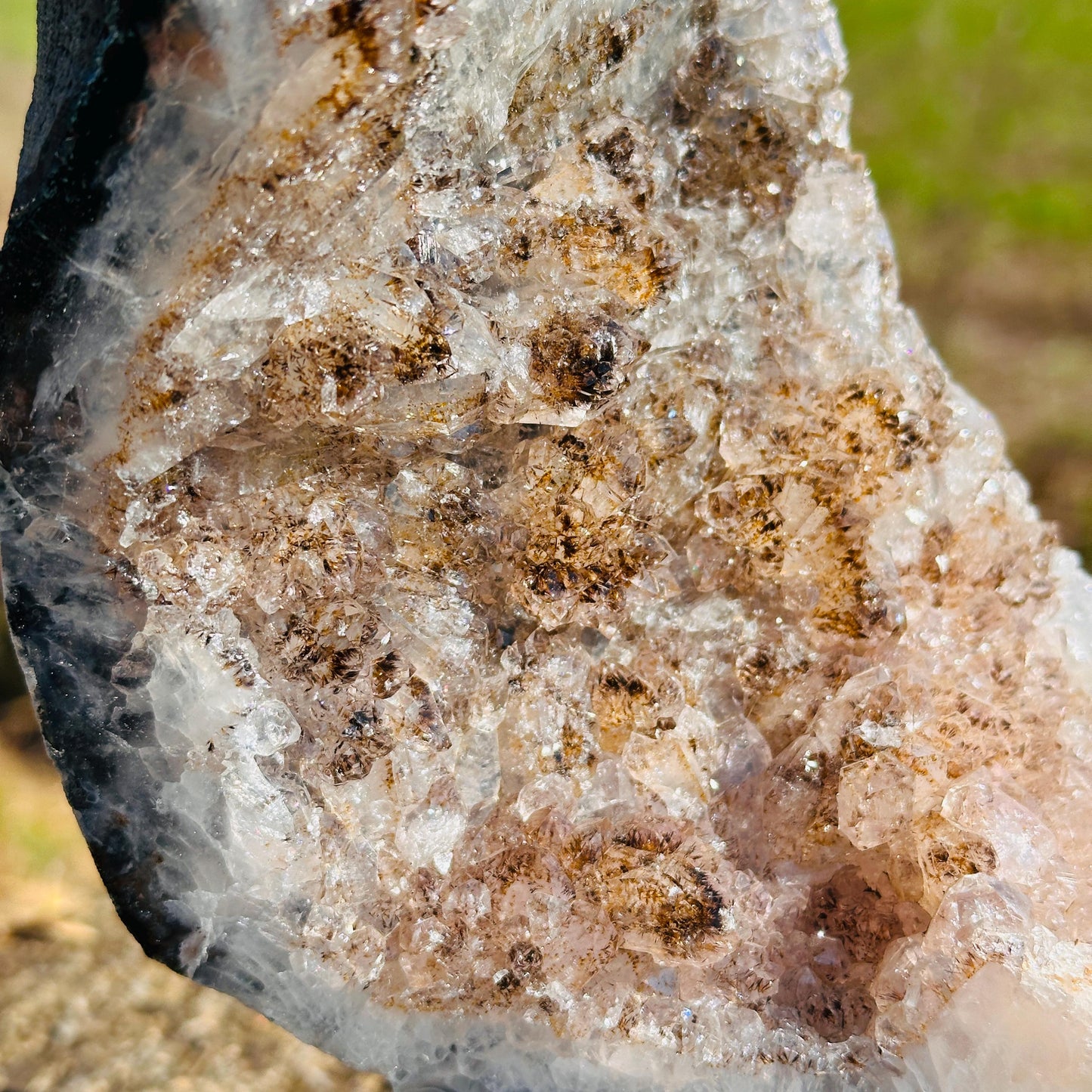 Brazilian Lodolite Quartz with Rutile, Scenic Garden Quartz Crystal on Stand, One of a Kind Display Specimen - view 8