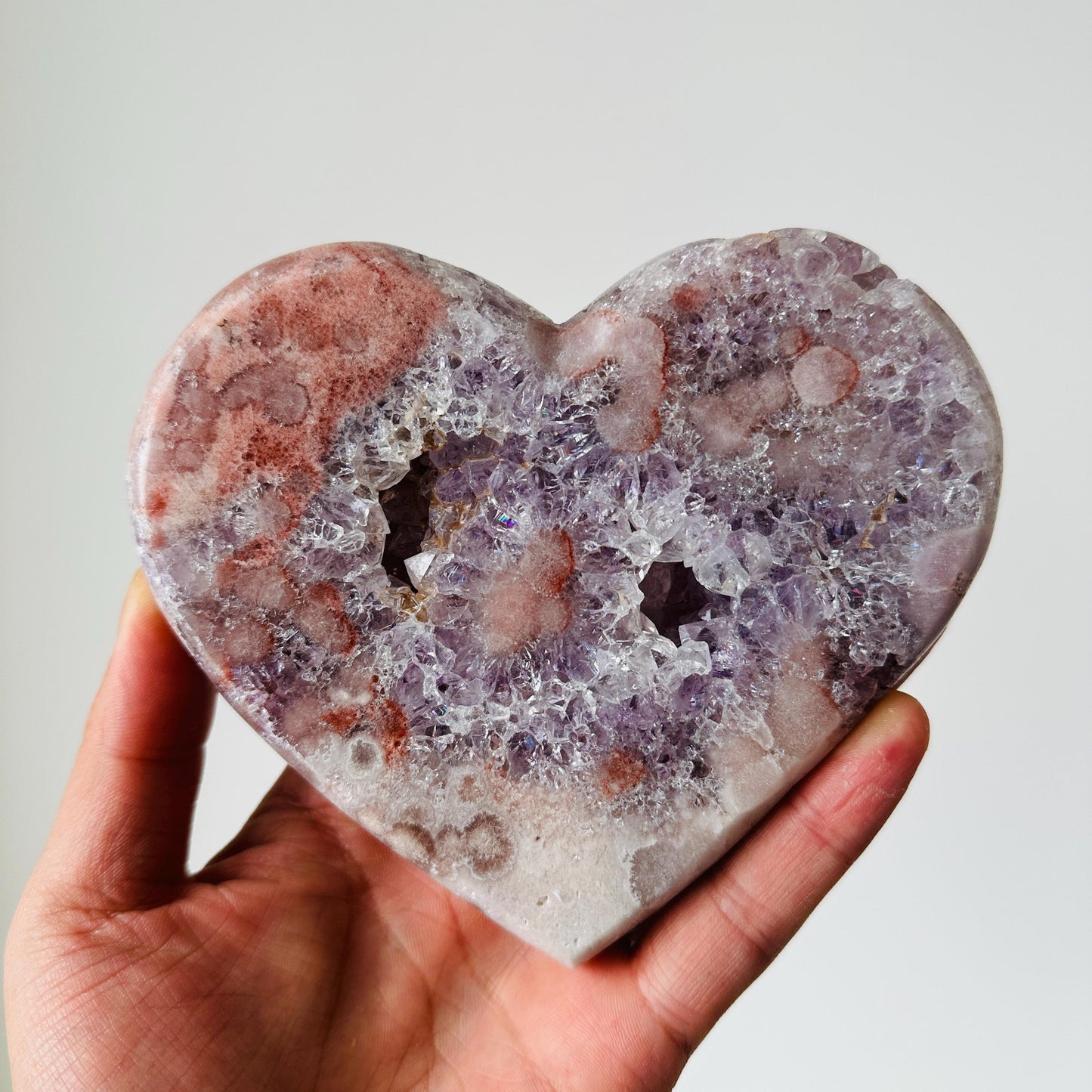 High Quality Brazilian Pink Amethyst Heart, Pink Purple Amethyst Crystal, One of a Kind Heart Specimen