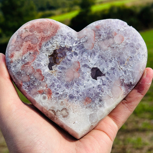 High Quality Brazilian Pink Amethyst Heart, Pink Purple Amethyst Crystal, One of a Kind Heart Specimen