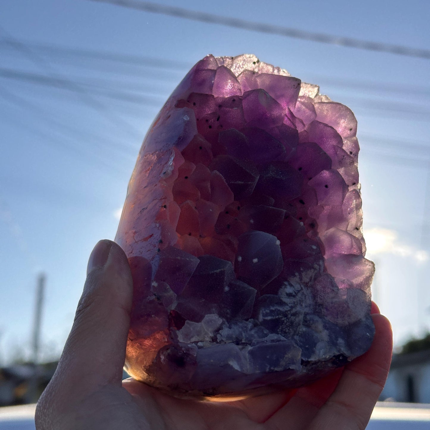 Brazilian Sugar Amethyst with Calcite, Lavender Purple Crystal Cluster, Natural Amethyst Freeform, One of a Kind Specimen - view 7