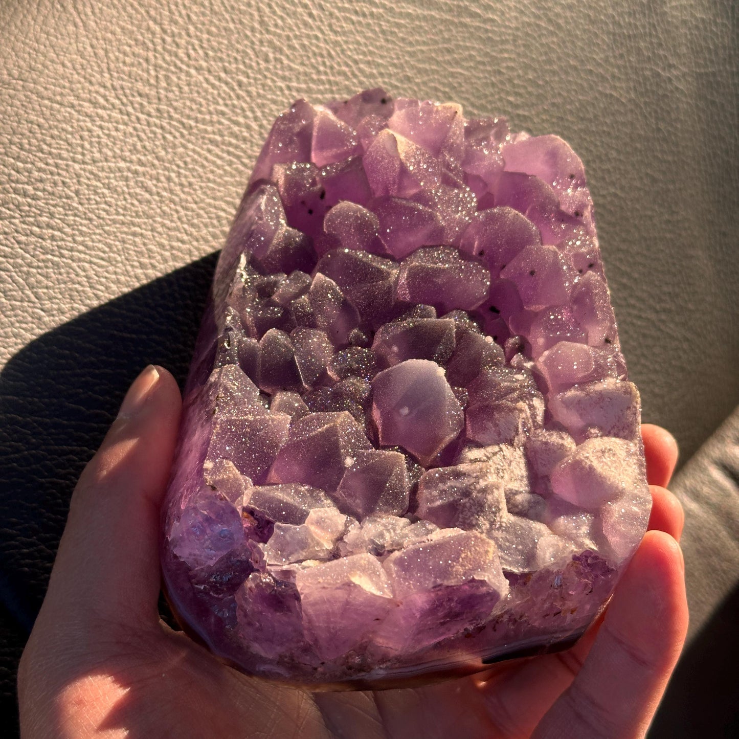Brazilian Sugar Amethyst with Calcite, Lavender Purple Crystal Cluster, Natural Amethyst Freeform, One of a Kind Specimen - view 3