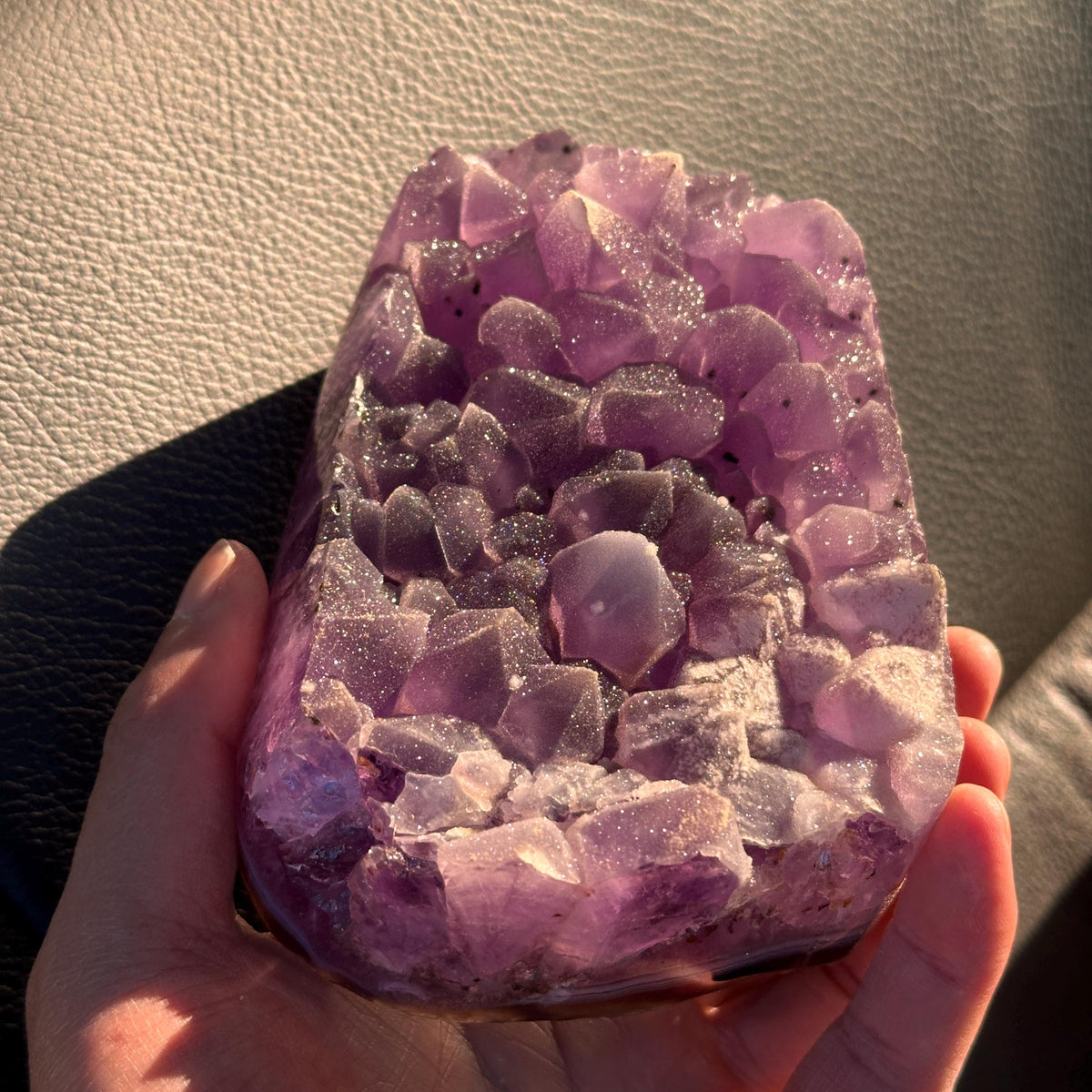 Brazilian Sugar Amethyst with Calcite, Lavender Purple Crystal Cluster, Natural Amethyst Freeform, One of a Kind Specimen - view 3