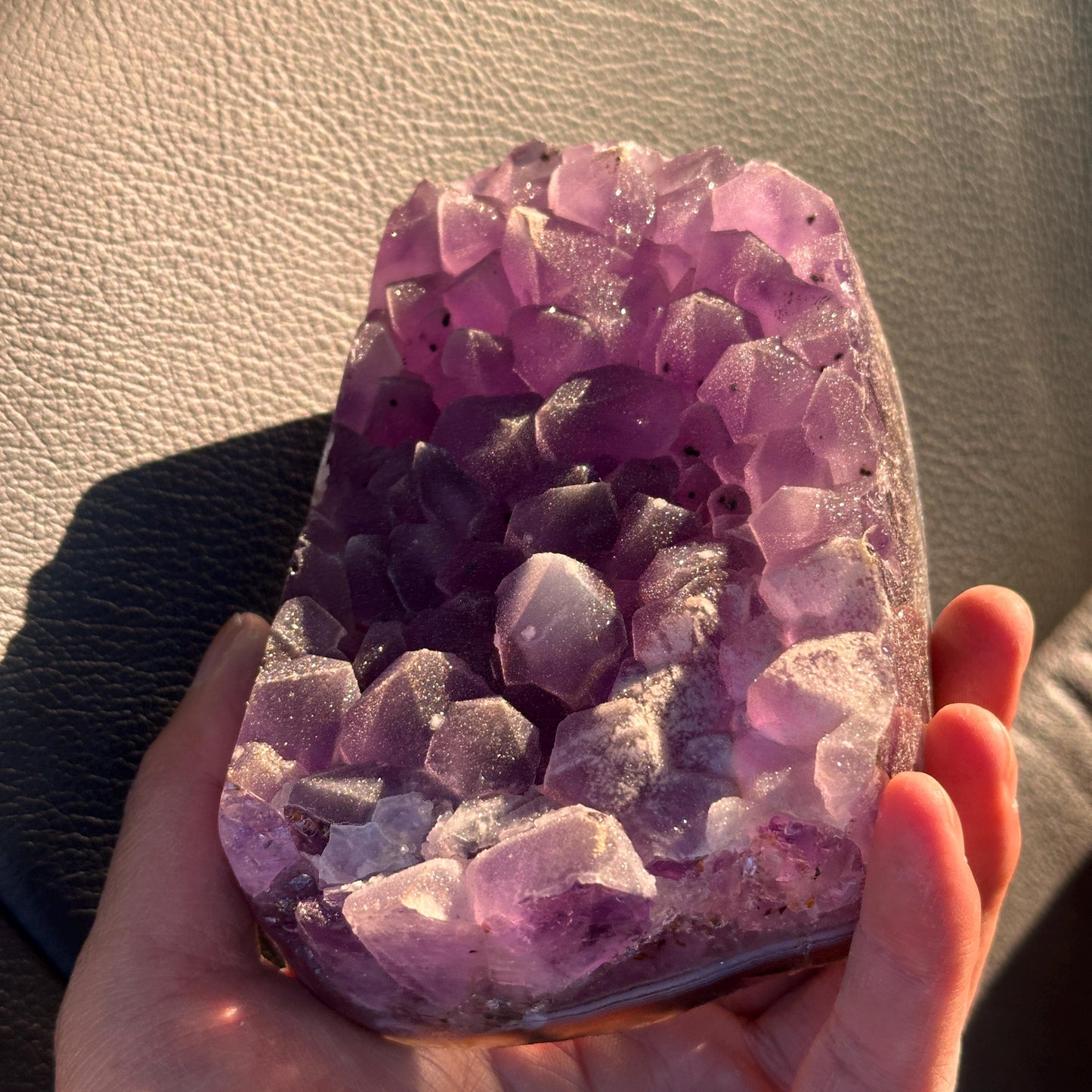 Brazilian Sugar Amethyst with Calcite, Lavender Purple Crystal Cluster, Natural Amethyst Freeform, One of a Kind Specimen - view 4