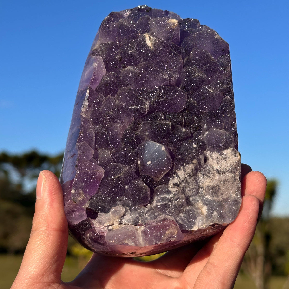Brazilian Sugar Amethyst with Calcite, Lavender Purple Crystal Cluster, Natural Amethyst Freeform, One of a Kind Specimen - view 8