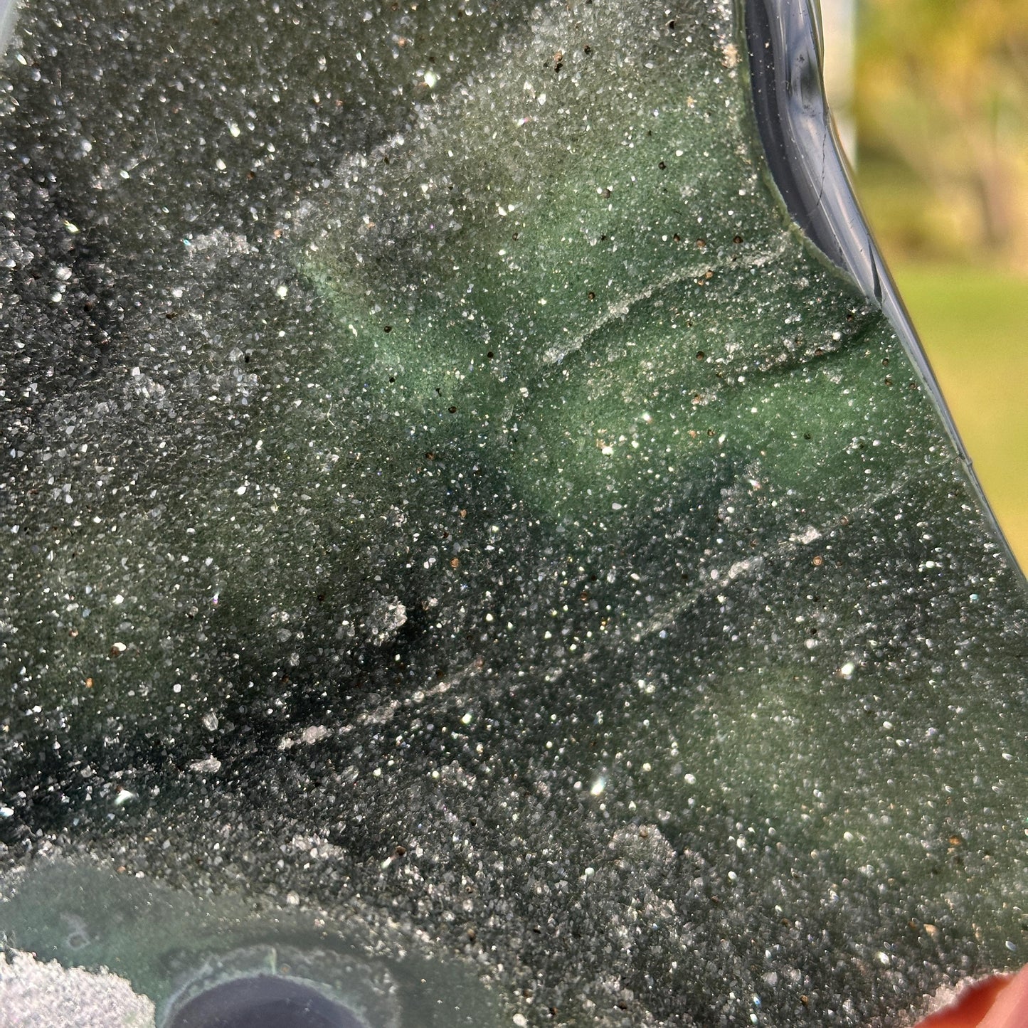 Brazilian Green Sugar Agate Freeform, Sparkling Druzy Agate Display, One of a Kind Natural Crystal Specimen - view 7