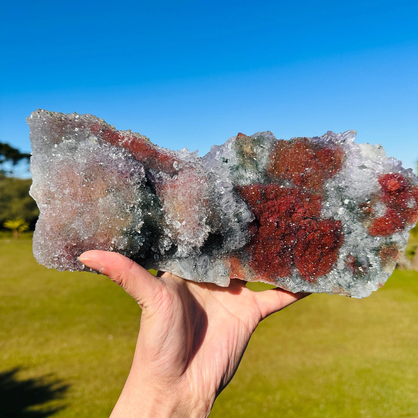 Rare Brazilian Included Quartz Raw Specimen, Fish-Shaped Multicolor Crystal Cluster, One of a Kind Collector Stone - view 4
